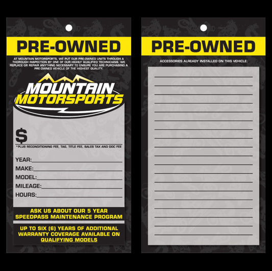 MMS Pre-Owned Vehicle Hang Tags